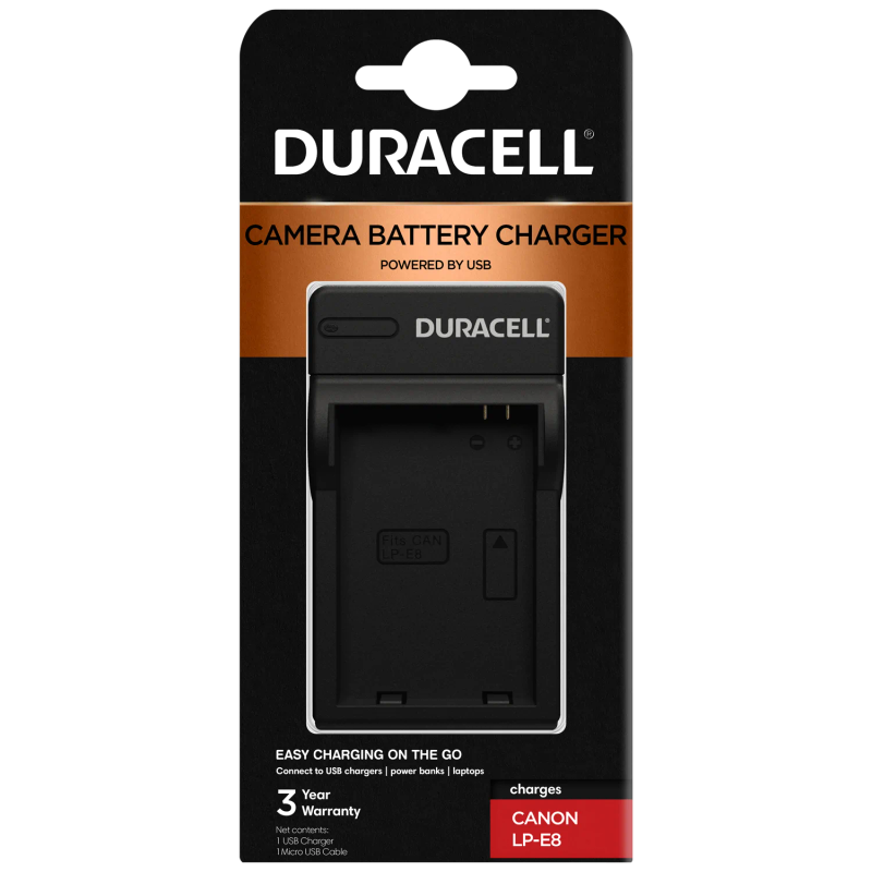 Charger for Canon LP-E8 Battery by Duracel
