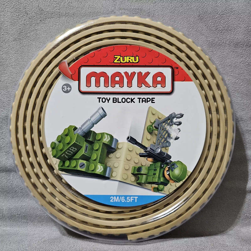 Zuru Mayka Toy Block Tape 2M/6.5FT Beige 4 Stud Removable Reuse Cut Build Shape