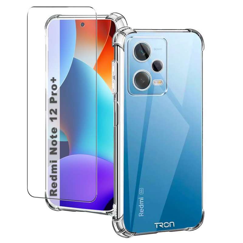 TRON Tempered Glass & Shock Case protection Bundle for Redmi Note 12 PRO+