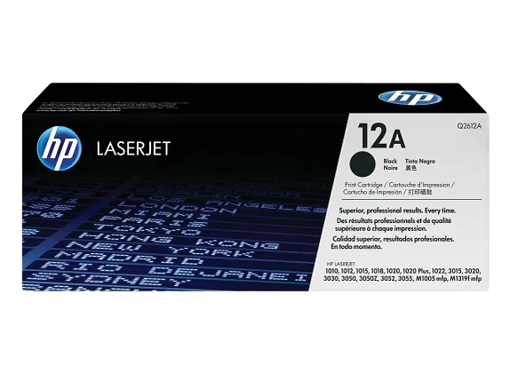 HP 12A Black Original LaserJet Toner Cartridge, Q2612A