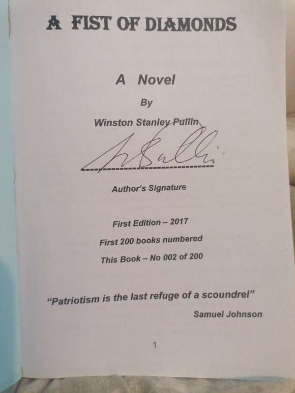 a fist of diamonds winston Stanley pullin signed copy
