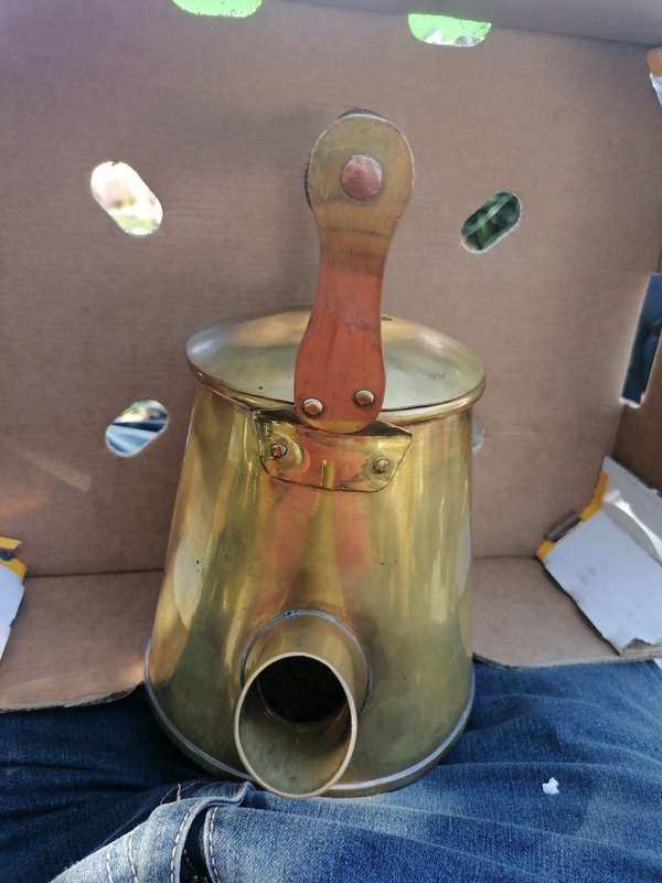 Antique heavy brass kettle
