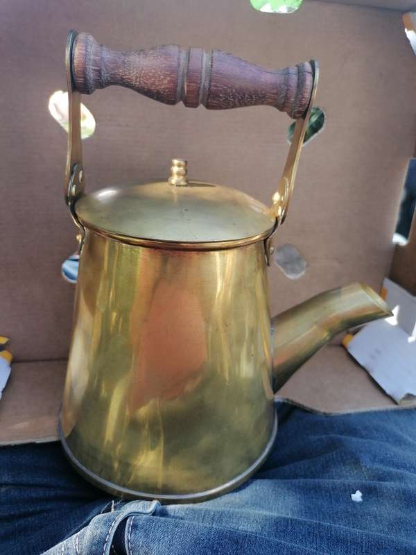 Antique heavy brass kettle