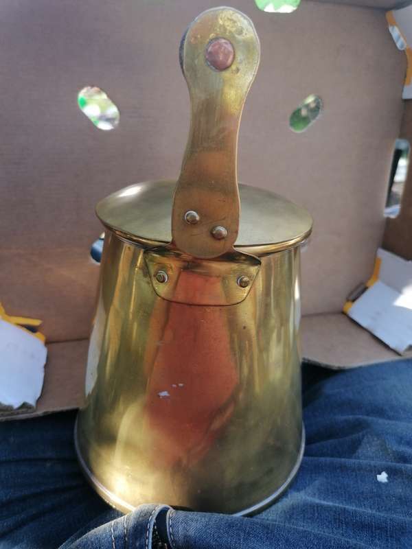 Antique heavy brass kettle