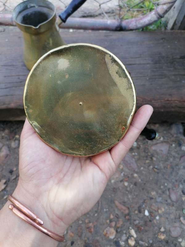 SET OF 2 ANTIQUE BRASS COFFEE POTS