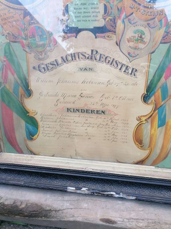 SKAARS OORSPRONKLIKE AFRIKANA GESLACHTS REGISTER VAN WILLEM JOHANNES ROBINSON GEB 27 SEPT 1868