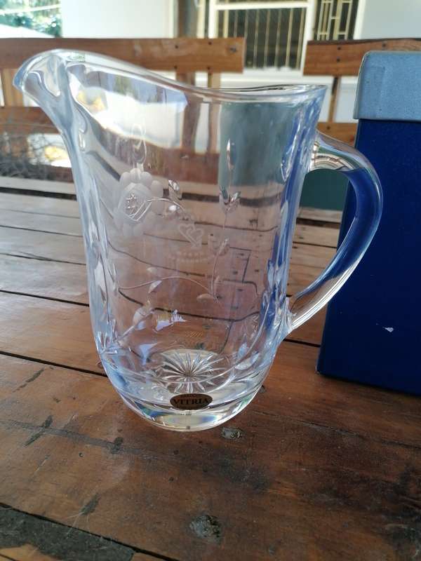 Hand Cut `VITRIA` lead crystal jug