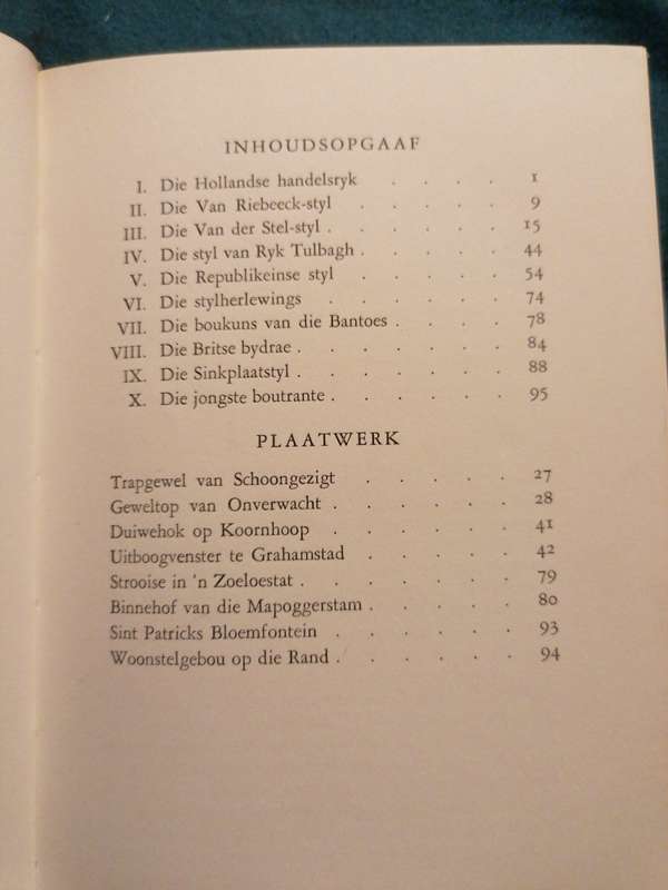 Boukuns in Suid-Afrika , beknopte oorsig - ons boustyle & bouwyse - Balkema 1955