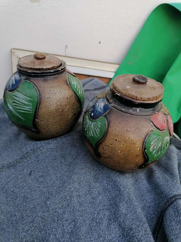 Vintage set of 2 flower jars