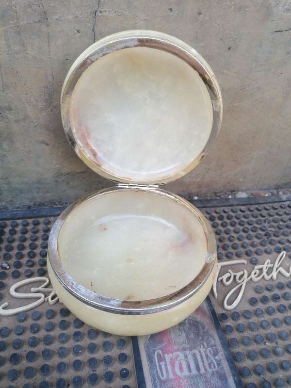 Vintage Genuine Alabaster Hand Carved Made in Italy Hinged Trinket Box
