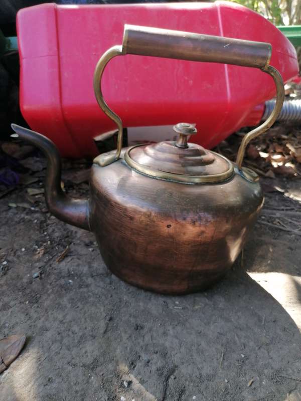 Antique copper kettle