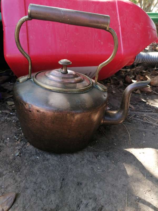 Antique copper kettle