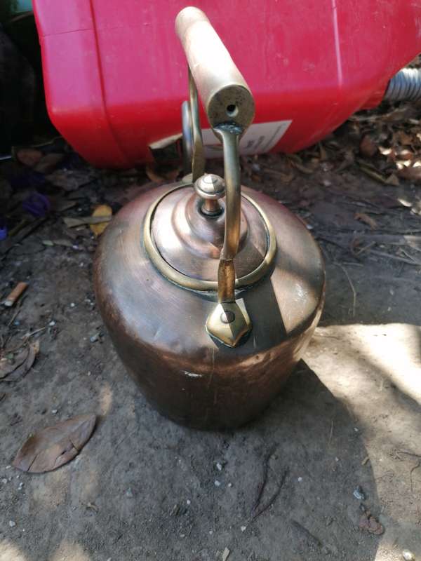 Antique copper kettle