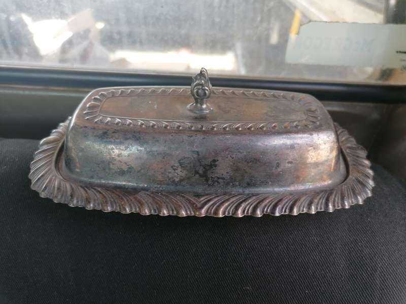 Vintage Silver plated Metal Butter Dish