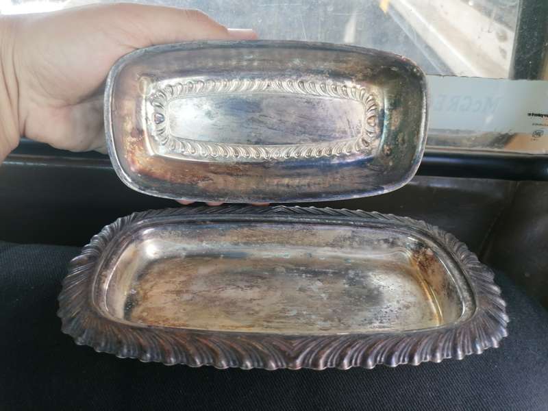 Vintage Silver plated Metal Butter Dish