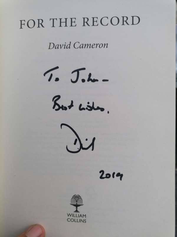For the Record Book by David Cameron signed book