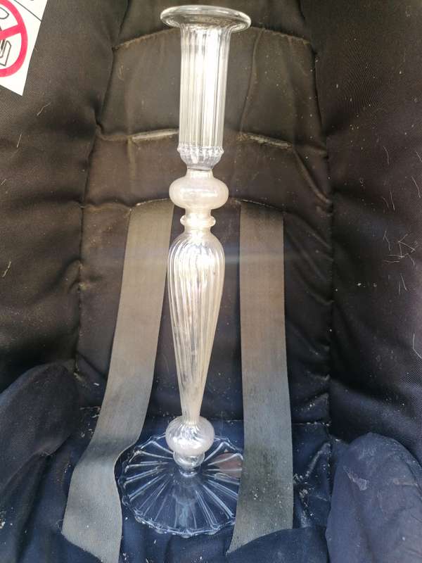 Vintage glass candle holder. 31cm no damage