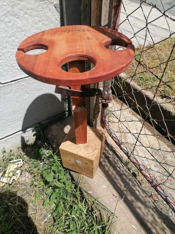Portable wine bottle and glasses carier side table