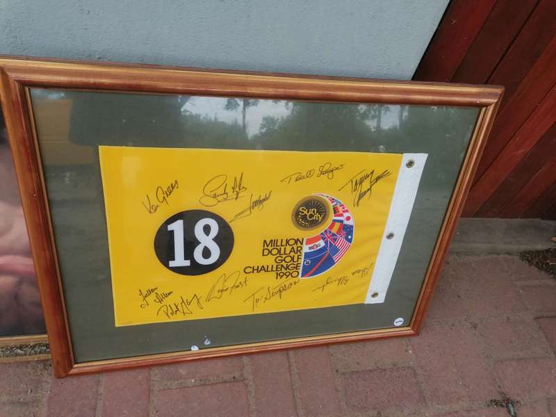 Framed MILLION DOLLAR GOLF  CHALLENGE 1990 flag