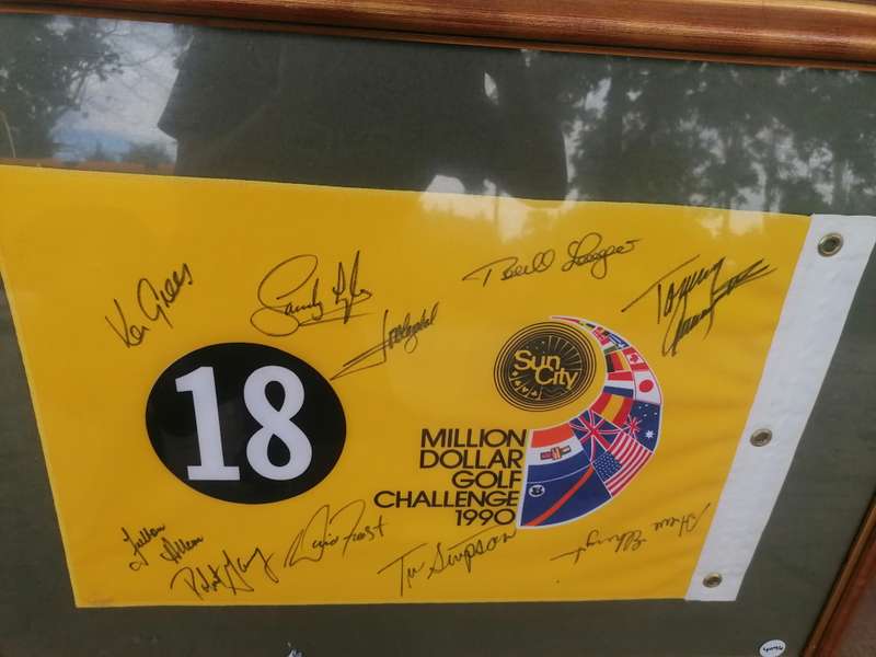 Framed MILLION DOLLAR GOLF  CHALLENGE 1990 flag