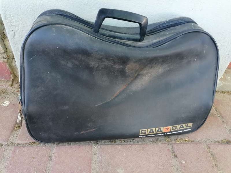Vintage SAL SAA South African Airways Pilot Carry-On Vinyl Black Bag 1960s
