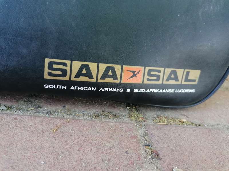 Vintage SAL SAA South African Airways Pilot Carry-On Vinyl Black Bag 1960s