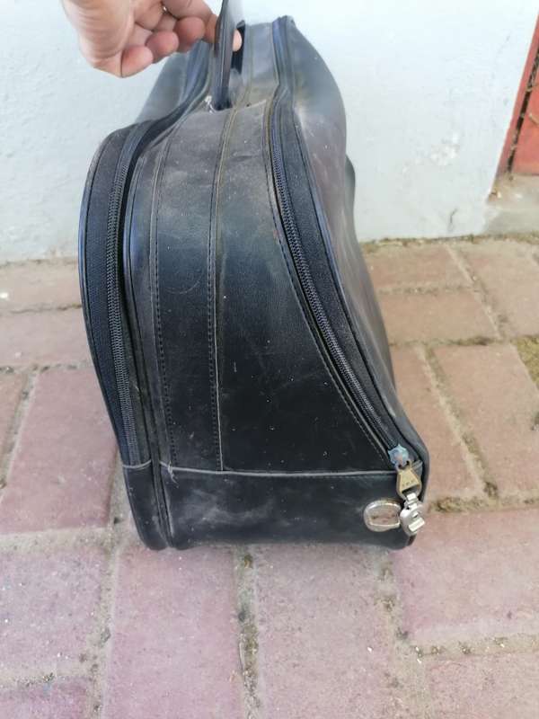 Vintage SAL SAA South African Airways Pilot Carry-On Vinyl Black Bag 1960s