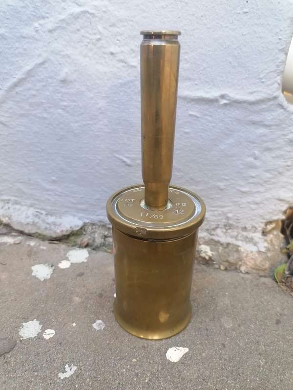 Vintage brass brass bell made from ammo shells