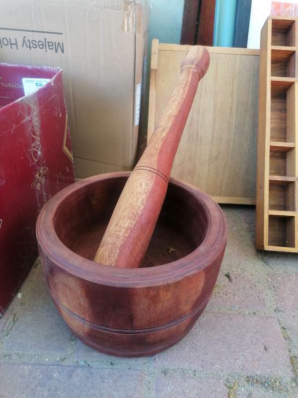 Wood mortar and pestle from Namibia