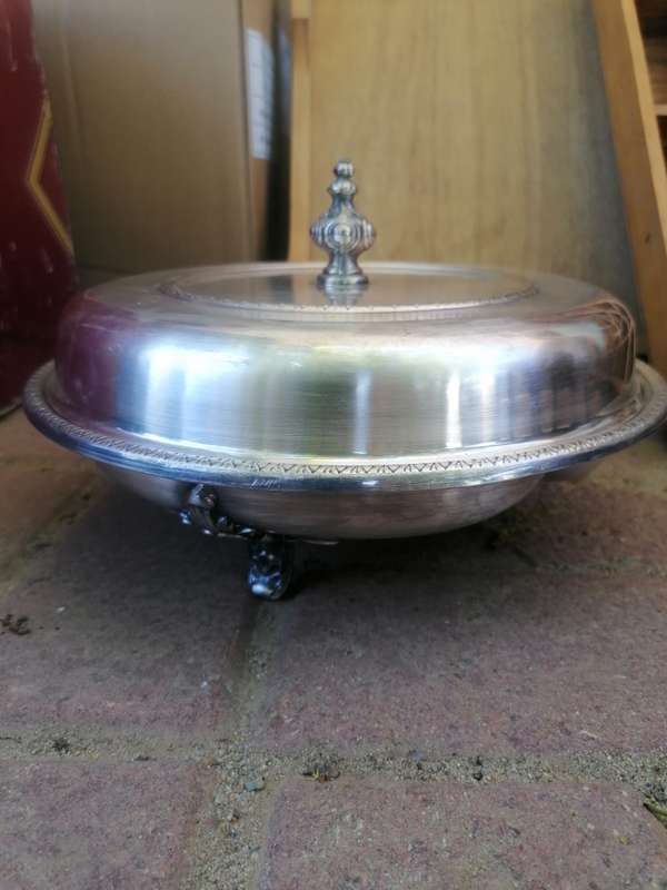 Antique Silver-Plated Tureen Warmer & Cover