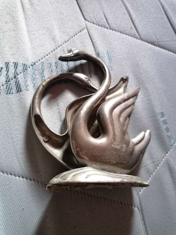 Vintage Silver-Plated Swans Pair Figurines Letter/Napkin Holder