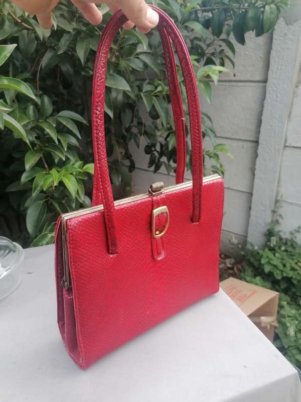 Vintage statement piece red made in England handbag