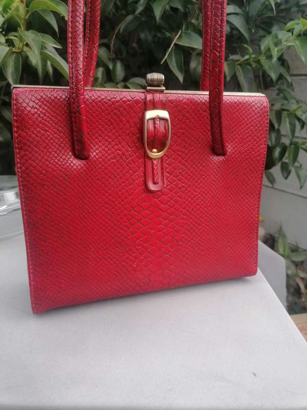 Vintage statement piece red made in England handbag