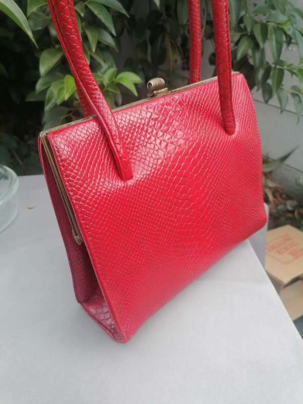 Vintage statement piece red made in England handbag