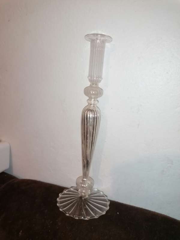 Vintage glass candle holder. 31cm no damage