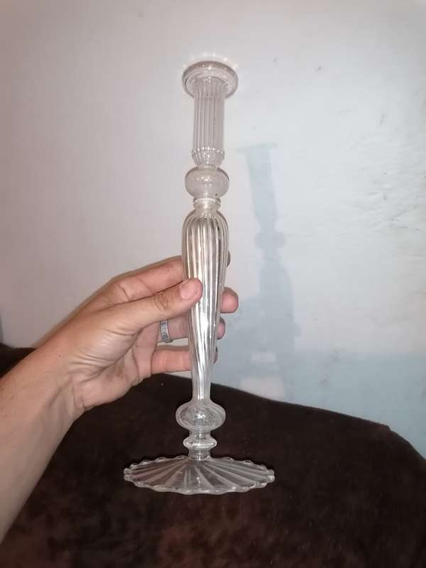 Vintage glass candle holder. 31cm no damage