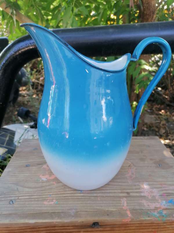 Vintage Enamel blue jug