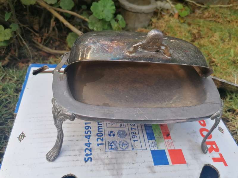 Large vintage butter dish. Needs repair
