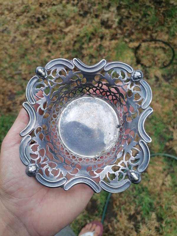 Antique Small Silver Plate Decorative Basket
