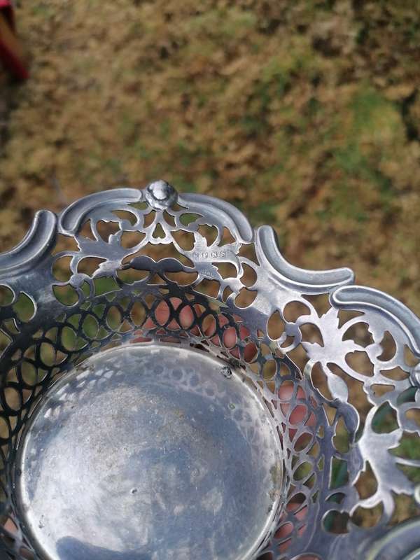 Antique Small Silver Plate Decorative Basket