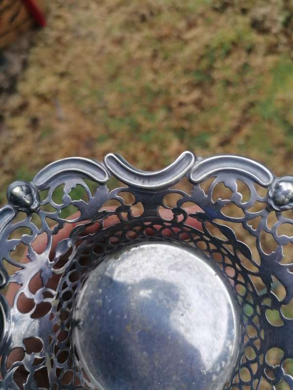 Antique Small Silver Plate Decorative Basket