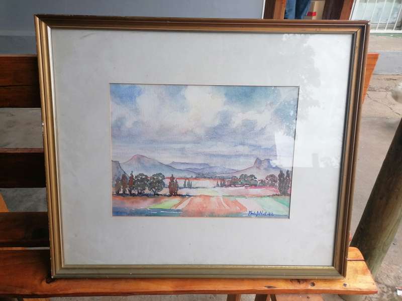 Original framed watercolour painting by PHILLIP NEL near Rosendal