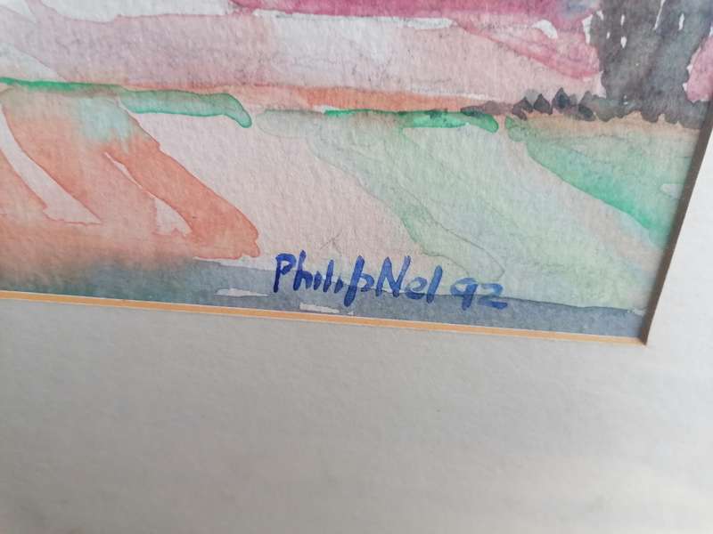 Original framed watercolour painting by PHILLIP NEL near Rosendal