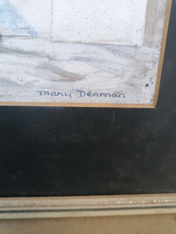 Painting of 300 year old grinding stone & wooden plough swellendam by thary denman
