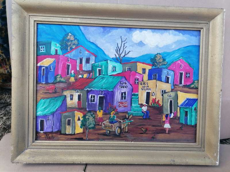 Original painting of a township by Nelly