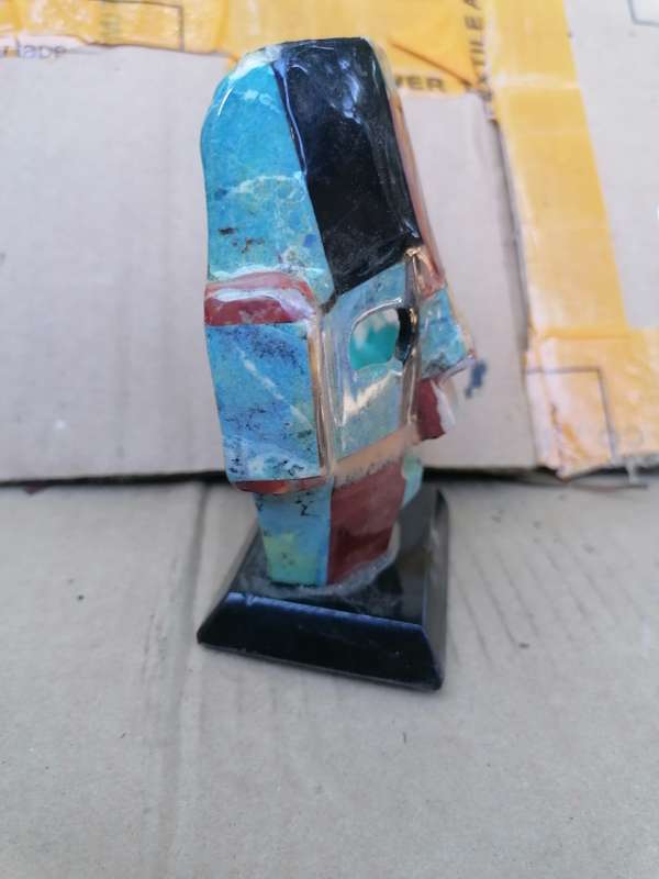 Aztec Mayan Onyx Abalone Semi Precious Stone Mosaic Burial Face