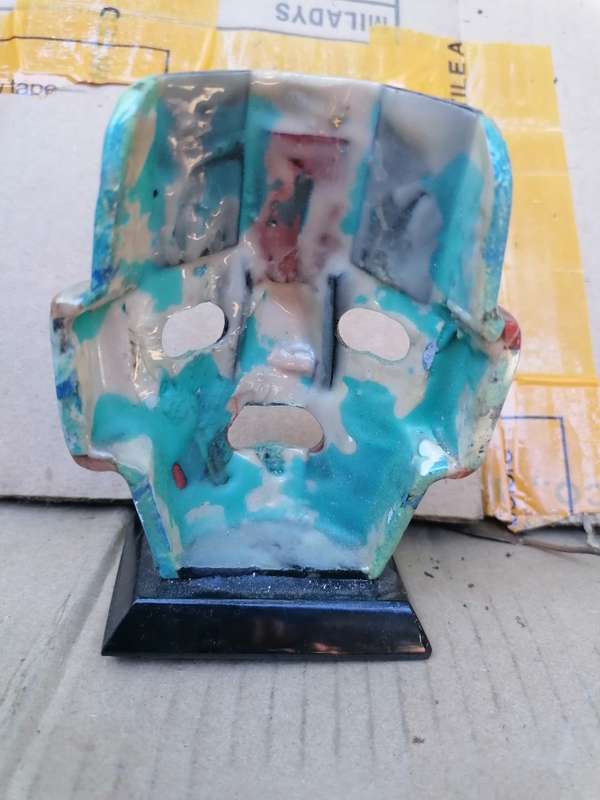 Aztec Mayan Onyx Abalone Semi Precious Stone Mosaic Burial Face