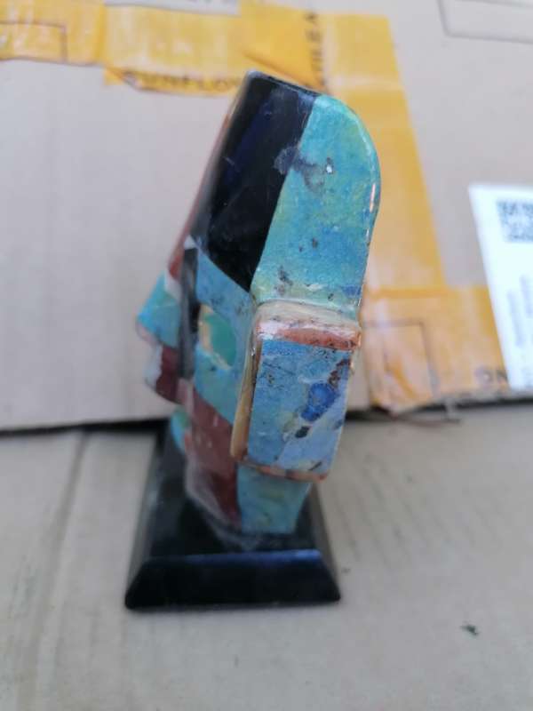 Aztec Mayan Onyx Abalone Semi Precious Stone Mosaic Burial Face
