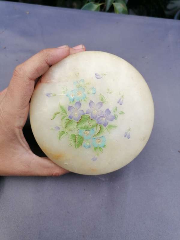 Vintage Genuine Alabaster Hand Carved Made in Italy Hinged Trinket Box