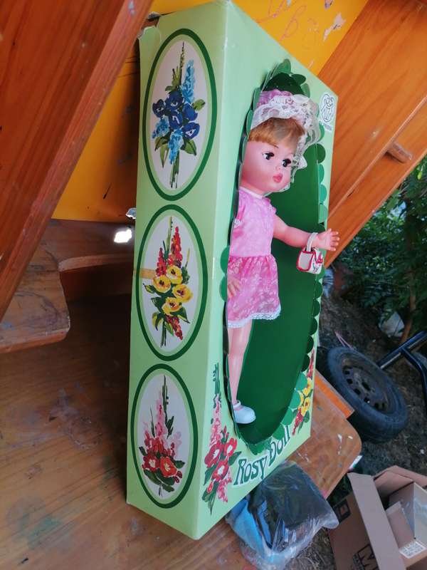 Vintage Rosy Doll with original box and extra clothes